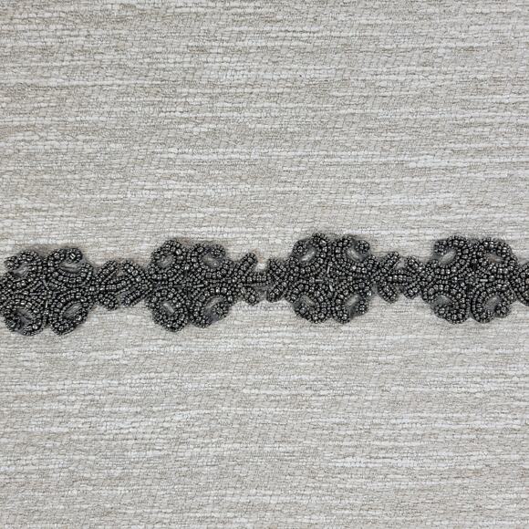 VTG Beaded Belt Womens Gunmetal Gray Stretch Elastic Wide Waist Snap Closure main image 9
